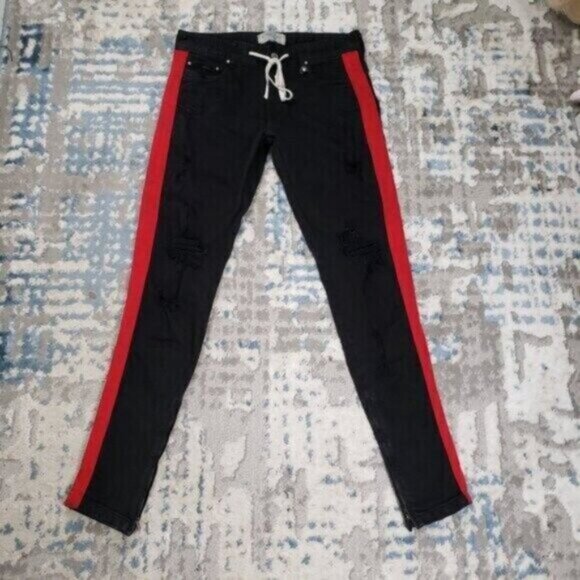 HYPER DENIM Men's Black/Red Denim Joggers Size 32 - Picture 2 of 8